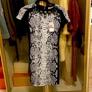 Michael by Michael Kors snakeskin pattern jewel embellished cocktail dress